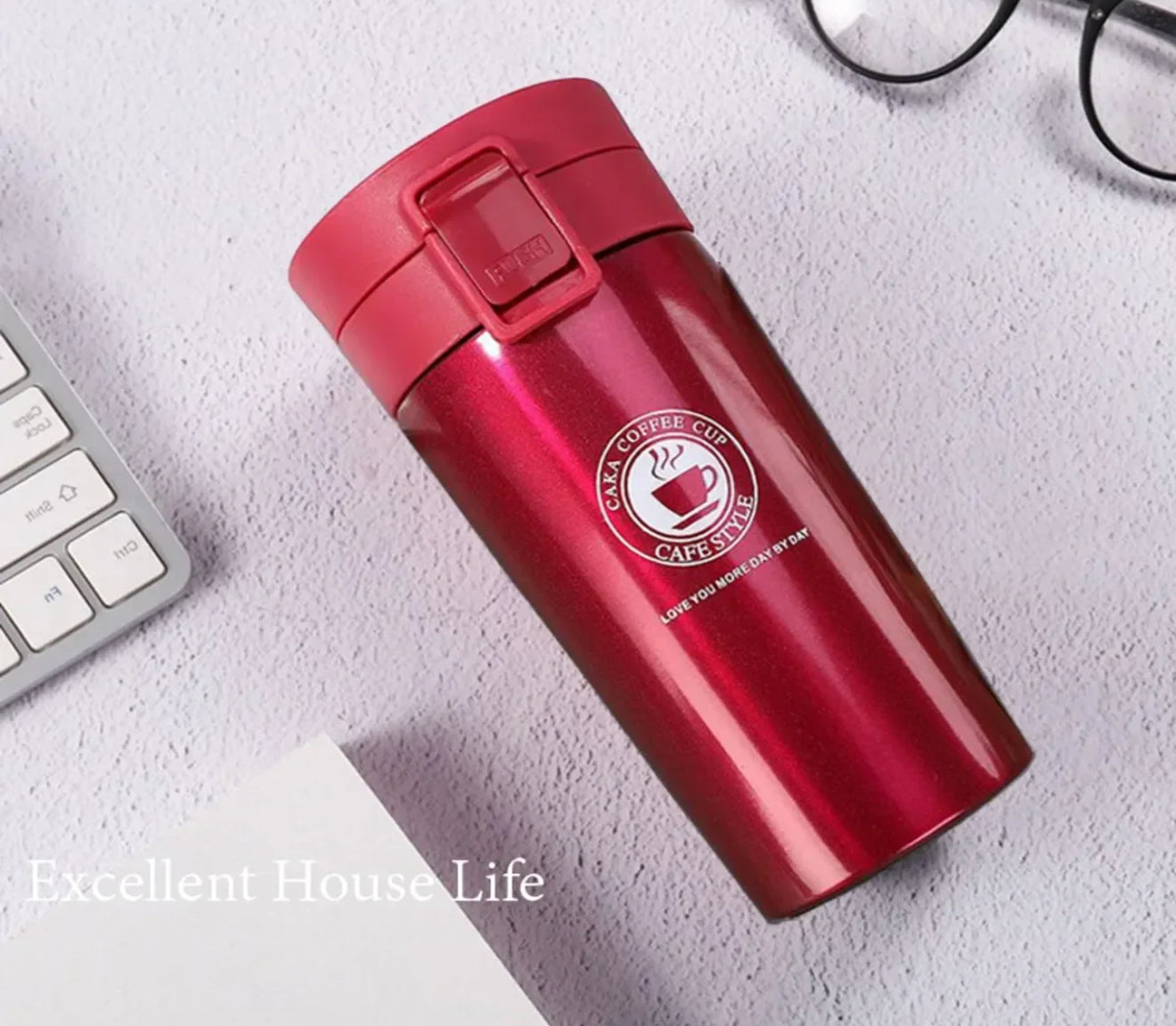 Çift Katmanlı Paslanmaz Çelik Mug | 380ml | Kaydırmaz & Kilitli Termos Bardak ☕🔥