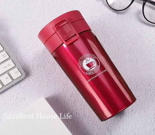 Çift Katmanlı Paslanmaz Çelik Mug | 380ml | Kaydırmaz & Kilitli Termos Bardak ☕🔥