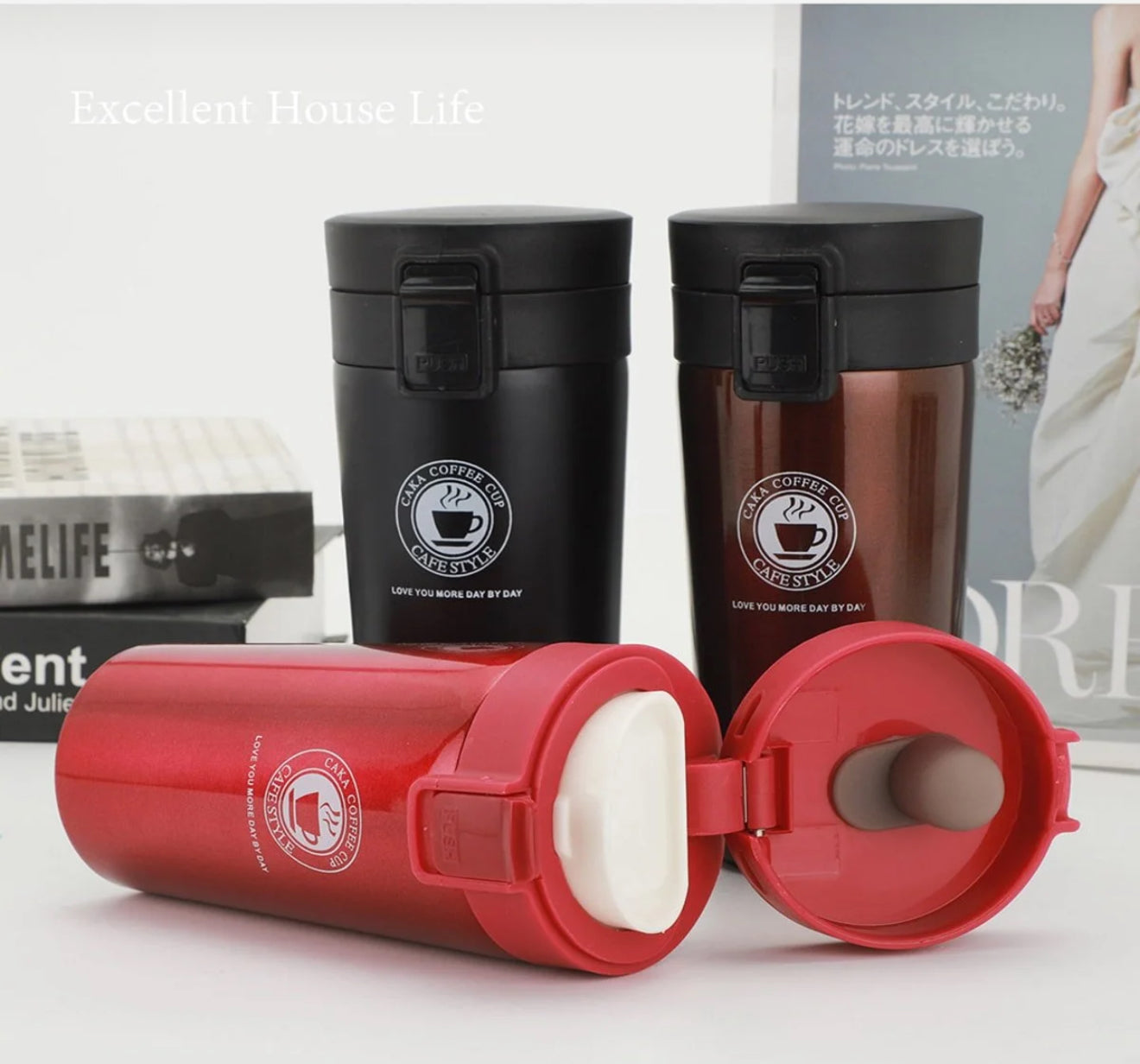 Çift Katmanlı Paslanmaz Çelik Mug | 380ml | Kaydırmaz & Kilitli Termos Bardak ☕🔥