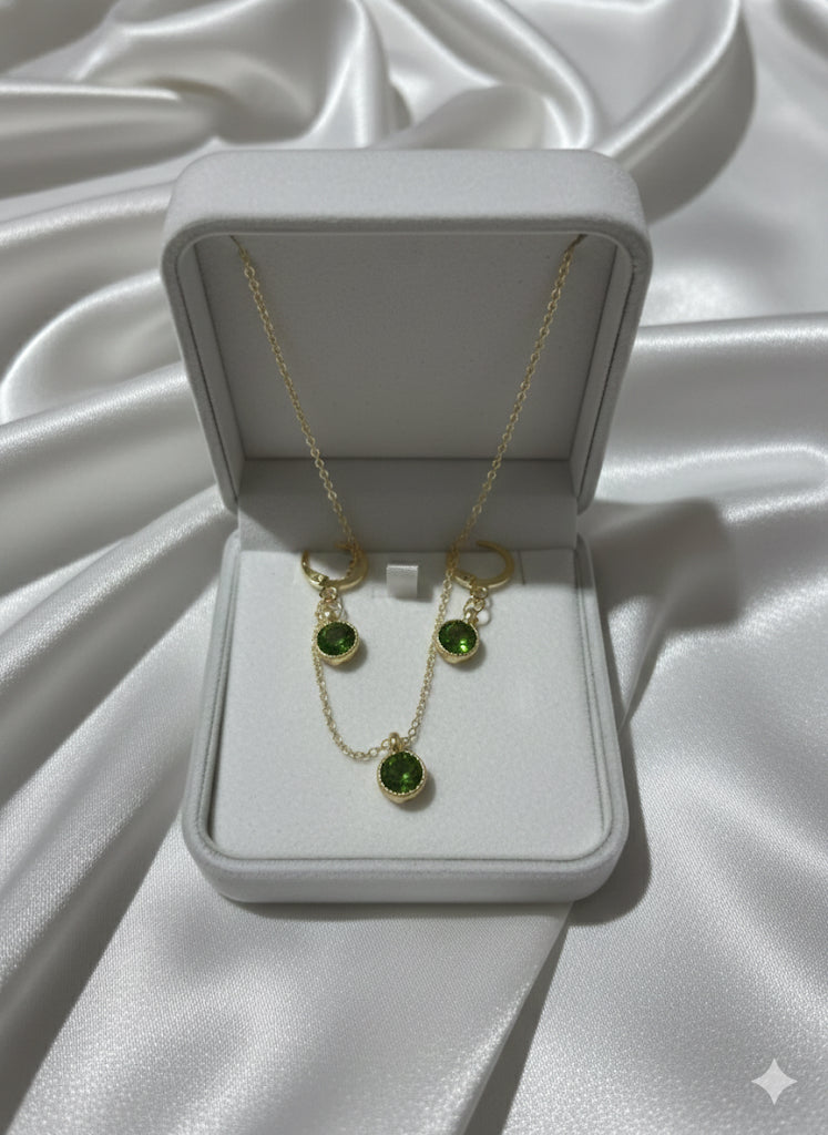 Taşlı Kolye Küpe set