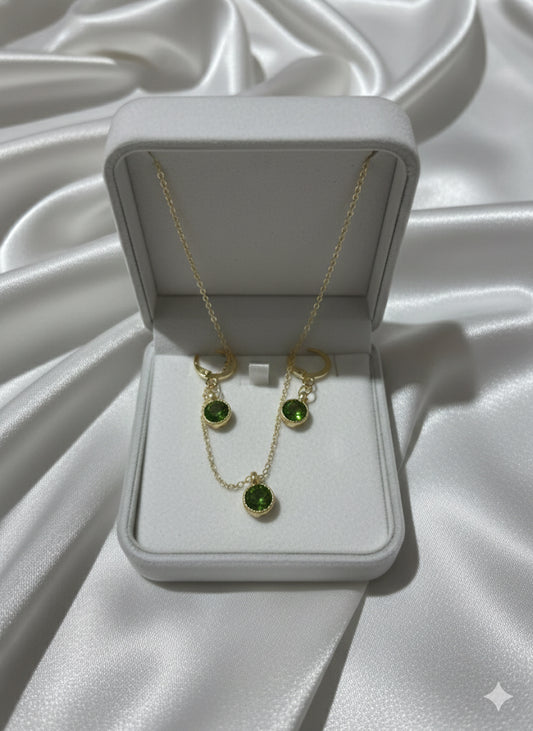 Taşlı Kolye Küpe set