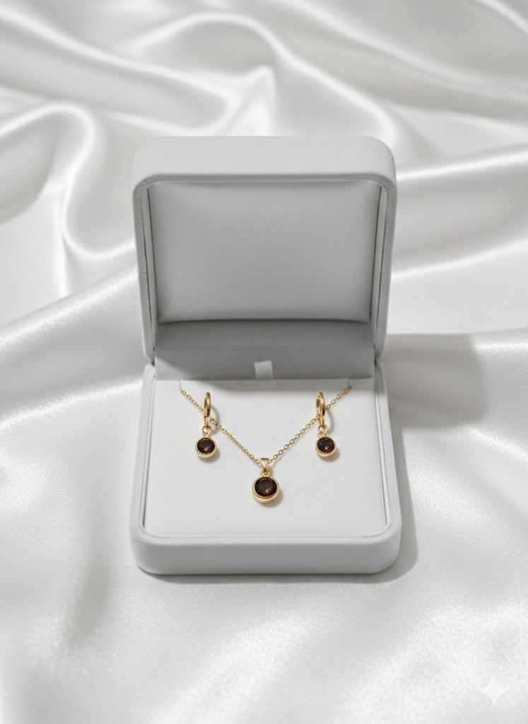 Taşlı Kolye Küpe set