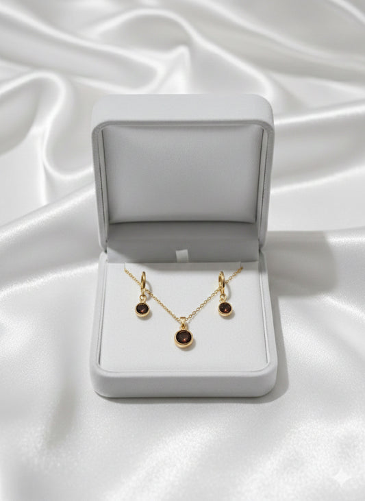 Taşlı Kolye Küpe set